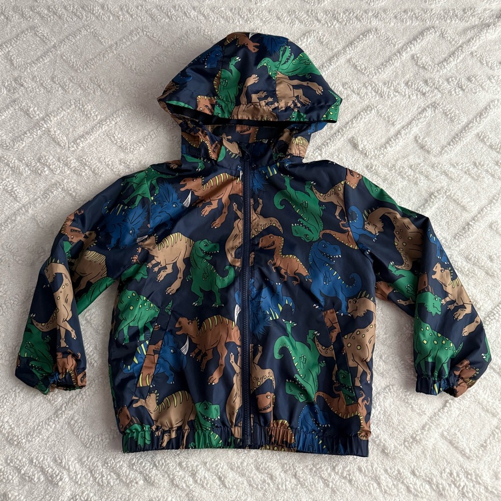 H&M Toddler Dinosaur Print Hooded Jacket Coat Size 3-4Y